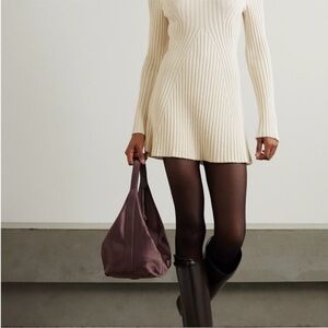 Loulou Studio Cream Ribbed Mini Dress